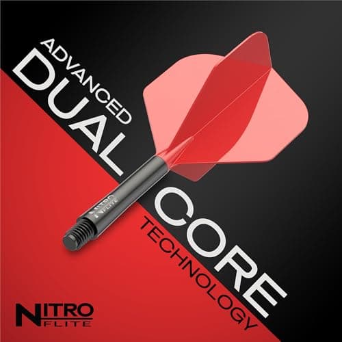 RED DRAGON Darts – Nitro Flite Integrated Flight & Shaft System – No.2 Shape and Design – Black & Red Colour, Medium Length — view 5