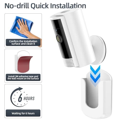 No Drill Ring Indoor Cam Adhesive Wall Mount Bracket - No Screws Needed, Easy Install - Compatible with Ring Cameras(1st Gen and 2nd Gen) for Home Surveillance (5 Pack) — view 3