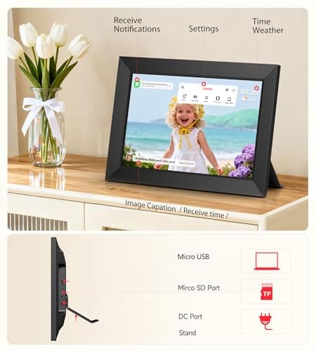Frameo 10.1 Inch WiFi Digital Picture Frame, 1280x800 HD IPS Touch Screen Photo Frame Electronic, 32GB Memory, Auto-Rotate, Wall Mountable, Share Photos/Videos Instantly via Frameo App from Anywhere — view 5