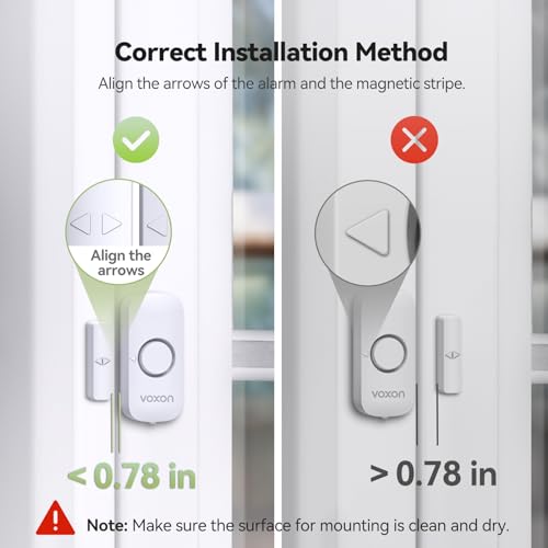 Window Alarm Door Alarms for Kids Safety, VOXON Wireless Door Alarm for Home Security Personal Security Window Alarms Sensor Burglar Door Alarm for Pool, Cars, Sheds, Caravans DIY Kit Pack of 2 — view 5