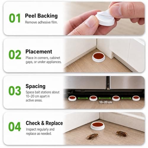 Cockroach Traps, 96 Pack Roach Bait Stations Indoor & Outdoor, Ready-to-Use Design for Hidden Roach Areas, Kitchen, Bathroom, Basement, Cabinets & Under Sinks — view 3