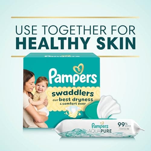 Pampers Aqua Pure Baby Wipes, 99% Water, Fragrance Free, Unscented, Water Based, Multi-Use, 672 Wipes Total (12X Flip-Top Packs) [Packaging May Vary] — view 10