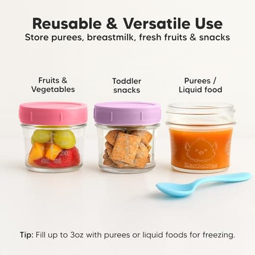 KeaBabies 12pk 4oz Glass Baby Food Containers with Lids, Leak-Proof (Nord) — view 4
