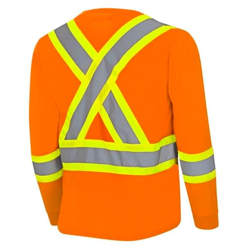 Pioneer Hi Vis Long Sleeve Safety Shirt - Breathable & Soft Work T-Shirt with Reflective Tape - Class 3 - Orange — view 11