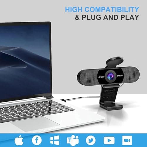EMEET 1080P Webcam with Microphone, C960 Web Camera, 2 Mics Streaming Webcam, 90°FOV Computer Camera, Plug and Play USB Web Cam for Online Calling/Conferencing, Zoom/Teams/Facetime/YouTube, Laptop/PC — view 6