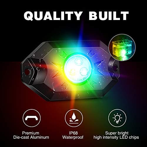 Nilight RGB LED Rock Lights Kit, 4 pods Underglow Multicolor Neon Light Pod with Bluetooth App Control Flashing Music Mode Wheel Well Light for Truck ATV UTV RZR SUV — view 4