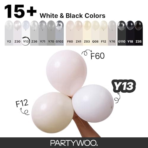 PartyWoo White Balloons 100 pcs 12 Inch Latex Helium Pastel White Balloons for Wedding Baby Shower Birthday Bridal Shower Graduation Engagement Princess Anniversary Party Decorations White-Y13 — view 3