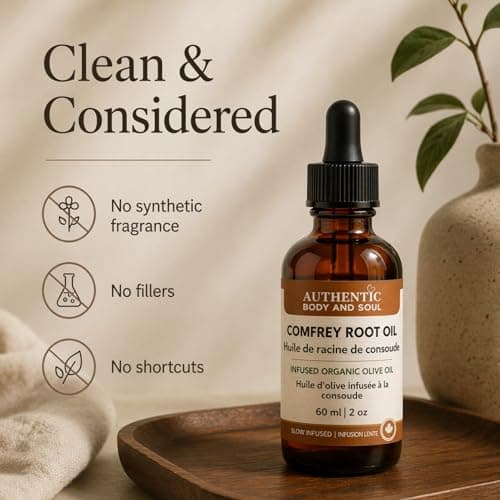 Comfrey Root Oil – Slow-Infused Botanical Oil – Minimal Ingredient Formula – Small Batch Crafted – Authentic Body And Soul (Comfrey Root Oil) — view 3