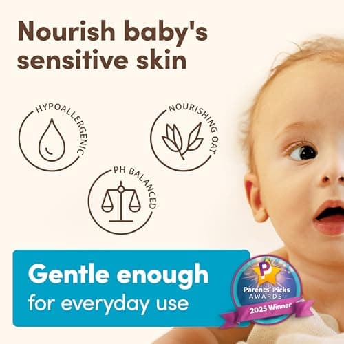 Aveeno Baby Daily Moisture Body Lotion for Sensitive Skin, Hypoallergenic Moisturizing Baby Lotion with Nourishing Oatmeal to Deeply Moisturize Baby's Skin, Fragrance-Free, 18 fl. oz — view 2