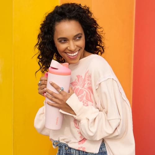 Owala FreeSip Tumbler Insulated Stainless Steel Water Bottle with Built-in Straw and Side Handle, For Travel, Work, School, and Sports, 30oz, BPA Free, Leak Proof, Rose Quartz — view 5