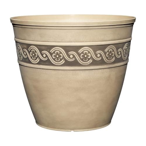 Classic Home and Garden 9413D-060 Corinthian Round Planter, 13", Cast Concrete