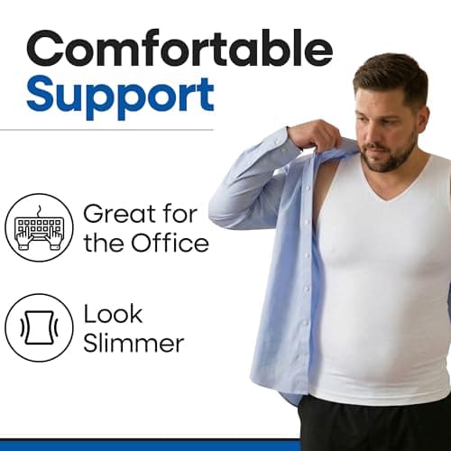 ARMSTRONG AMERICA Mens Compression Shirt Slimming Shapewear | V Neck Gynecomastia Compression Shirts for Men | Body Shaper Undershirt Tank Top (XX-Large, White) — view 3