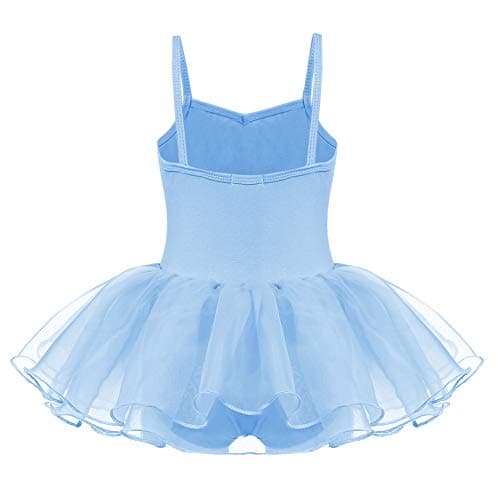 Zaclotre Girls Sequin Leotard Sparkly Strap Ballet Skirted Leotards Tutu Dress Ballerina Outfit Dance Costume Blue Size 8-9 Years — view 3