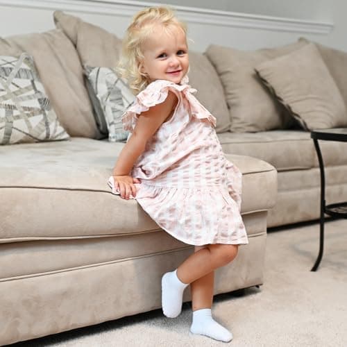 JAKIDAR 12 Pair Baby Toddler Socks Non-Slip Grip Cotton Ankle Socks for Boys Girls Non Skid Soles for Infants Kids, Assorted Girl, 12-24 Months — view 2