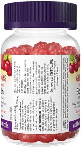 Webber Naturals Biotin Extra Strength Gummy, 10,000 mcg of Biotin Per Gummy, 30 Gummies, Supports Healthy Hair, Skin & Nails, Vegan — view 8