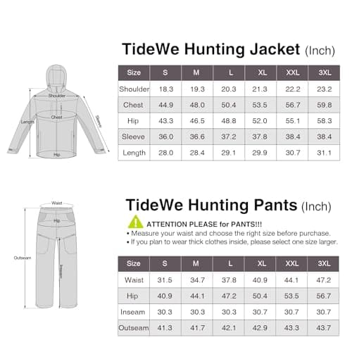 TIDEWE Hunting Clothes for Men with Fleece Lining, Safety Strap Compatible Hunting Jacket and Pants, Water Resistant Silent Hunting Suits for Climbing, Hiking, Camping (Next Camo, Size L) — view 5