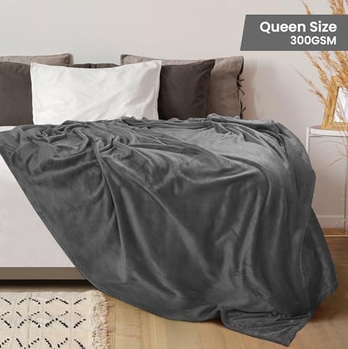 Utopia Bedding Fleece Blanket Queen Size Grey (90x90 Inches) – Ultra Soft Plush Microfiber Bed Blanket, Lightweight Warm Cozy Blanket for Bed & Couch, All Season Gift for Men & Women, Couverture Douce
