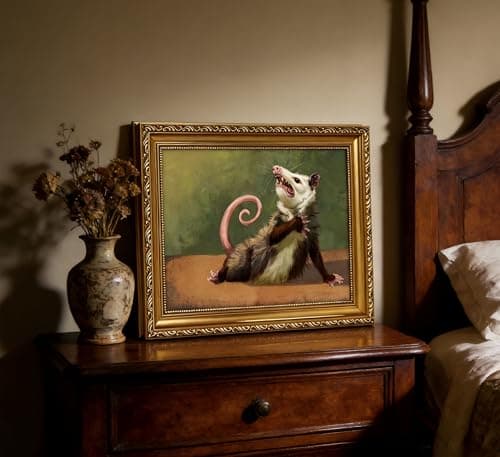 Unframed Funny Opossum Wall Art Humor Opossum Painting Picture Wall Decor Quirky Screaming Possum Animal Poster Print Artwork for Living Room Bedroom Home Office Home Decoration 12x16in