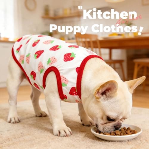 PETCARE Cartoon Dog Shirts for Small Dogs Cute Dog Clothes Red Strawberry Tshirt Soft Cotton Puppy Pajamas Breathable Sleeveless Pet Tank Top Spring Summer Dogs Clothes for Chihuahua Yorkie Shih Tzu — view 4