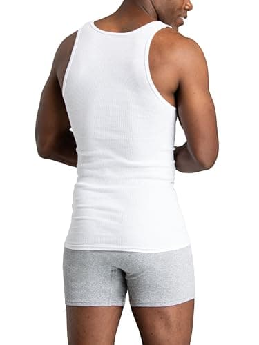 Fruit of the Loom Men's Tag-Free Tank A-Shirt, 6 Pack-White, Large — view 3