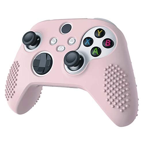 eXtremeRate PlayVital Cherry Blossoms Pink 3D Studded Edition Anti-slip Silicone Cover for Xbox Series X/S Controller, Soft Rubber Case Protector for Xbox Core Wireless Controller with Thumb Grip Caps — view 5