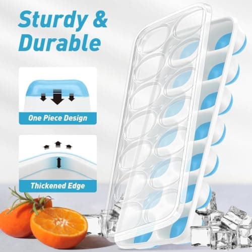 ChefAide Ice Cube Tray with Lid and Bin, 3 Packs 42 Cubes Silicone Plastic Ice Cube Trays for Freezer, Stackable Ice Tray with Container, Ice Scoop for Drinks, Coffee and Cocktails — view 3