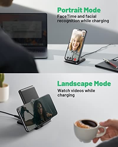 INIU Wireless Charger, 15W Fast Wireless Charging Stand with Sleep-Friendly Adaptive Light for iPhone 17 16 15 14 13 12 Pro Max Plus Samsung Galaxy S23 S22 Ultra S21 Note 20 Google etc — view 5