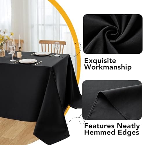 Dailyset 6-Pack Black Tablecloths for Rectangle Tables, 60 x 102 Inches, Stain-Resistant Polyester Fabric for 6 Foot Tables - Washable Table Covers for Weddings, Banquets, Birthday, Parties, Events — view 2
