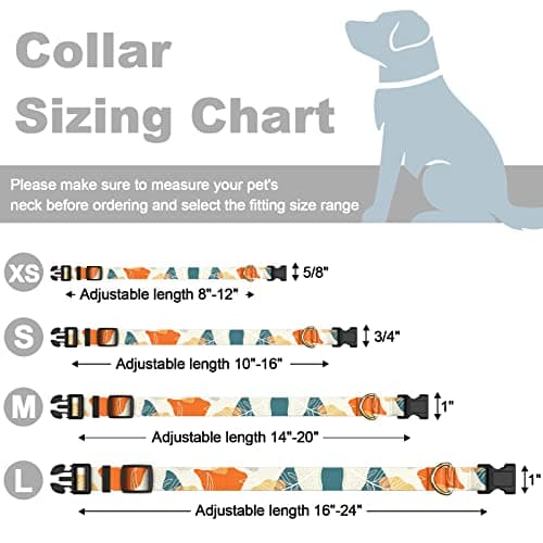 Rnivvi Dog Collar, Personalized Adjustable Dog Collar for Large Dogs, Cute Boho Puppy Collar for Boy and Girl Dogs, Soft Pet Collars with Quick Release Buckle for Walking Running, Abstract Leaves — view 6
