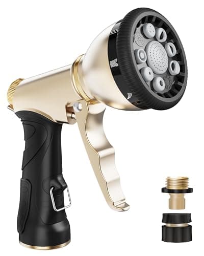 RAINPOINT Garden Hose Nozzle, 9 Spray Patterns Hose Sprayer Nozzle, Heavy Duty Metal Water Hose Nozzle, Adjustable Hand Sprayer, Watering Plants and Lawn, Pet Showering, Gray
