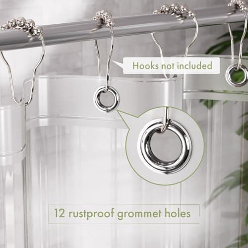 AmazerBath Shower Curtain Liner, 72x72 Clear Shower Curtain Liner, Waterproof Plastic Shower Liner, Cute Lightweight PEVA Shower Curtain for Bathroom with 3 Magnets and 12 Rustproof Metal Grommets — view 2