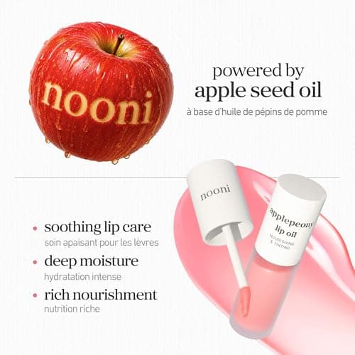 NOONI Vegan Korean Appleseed Lip Oil - Applepeony | Lip Stain, Long Lasting Hydration, Plumping, Moisturizing for Dry Lips, Peony Extract, Lip Gloss Makeup, 0.12 Fl. Oz. Baby Pink, Gifts for Women — view 4