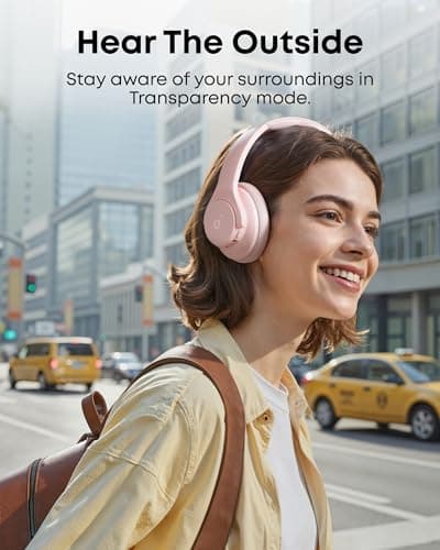 soundcore by Anker Q20i Hybrid Active Noise Cancelling Headphones, Wireless Over-Ear Bluetooth, 40H Long ANC Playtime, Hi-Res Audio, Big Bass, Customize via an App, Transparency Mode, Ideal for Travel — view 5
