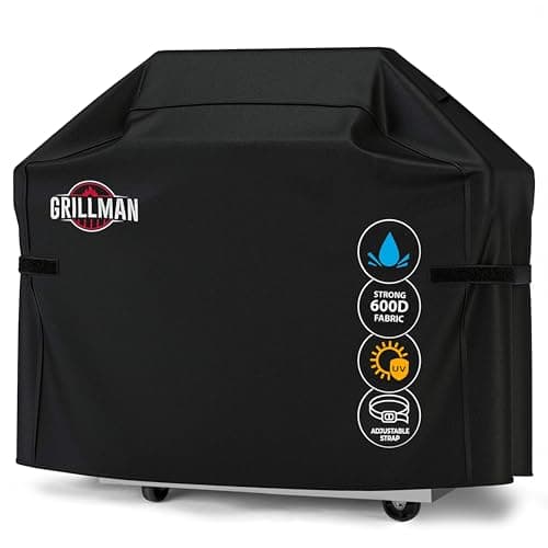 Grillman Heavy-Duty BBQ Cover, Gas Grill Cover for Weber Spirit, Weber Genesis, Char Broil, Nexgrill. Rip-Proof, Waterproof (58 x 24x 48 inches, Black) BBQ Covers