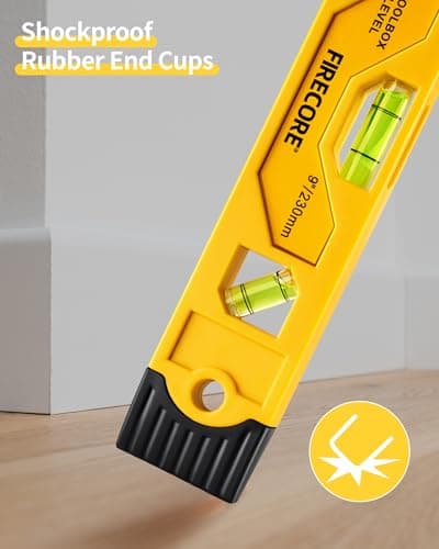 Torpedo Level Magnetic, Firecore 9 Inch Shockproof Small Leveler Tool with 3 Bubble Spirit Level 45 90 180 Degree, Construction Levelers for Hanging Pictures Install Shelf Home Renovation — view 2