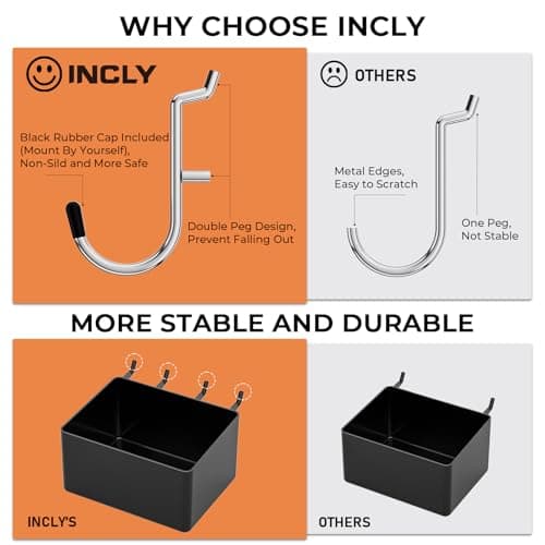 INCLY 278PCS Pegboard Accessories Organizer Kit, Peg Board Hooks Assortment with Bins for Organizing Various Tools, Peg Board Accessory Fit 1/8 or 1/4 inch Pegboard for Hanging Storage — view 2