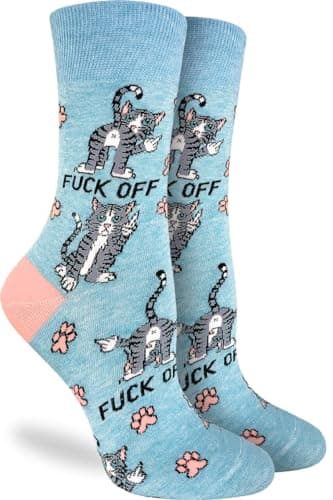 Good Luck Sock Women's F@*% Off Cats Socks, Adult, Shoe Size 5-9