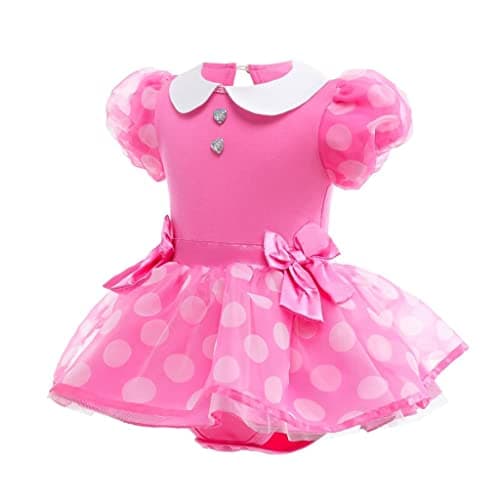 Dressy Daisy Infant Baby Girls Polka Dots Romper Costume Onesie Dress Bodysuit with Headband Size 9-12 Months, Hot Pink — view 2