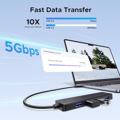 UGREEN USB C Hub, 4 Ports USB A Splitter Ultra-Slim USB Expander for Mouse, Keyboard, Flash Drive, U Disk, Printer Compatible with Laptop, Desktop PC, Xbox, PS5, and More 0.5FT — view 2