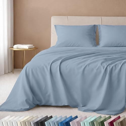 California Design Den Luxury Queen Size Sheet Set - 100% Cotton, 600 Thread Count Deep Pocket Queen Sheets, Hotel-Quality Bedding with Sateen Weave - Blue