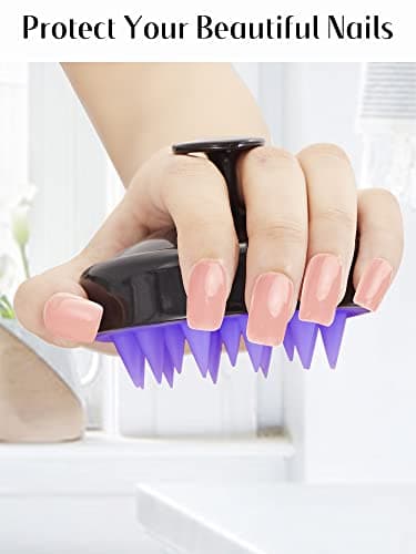 HEETA Scalp Massager for Hair Growth, Head Massager Scalp Scrubber Hair Shampoo Brush Exfoliator with Soft Silicone Bristles Dandruff Removal for Woman Man Dry Wet Use, Black — view 3