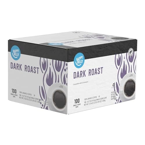 Amazon Brand - Happy Belly Dark Roast Coffee Pods, Compatible with Keurig 2.0 K-Cup Brewers, 100 Count — view 4