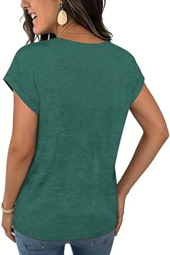 WELINCO Women Summer Tank Top 2026 Vacation Sleeveless V Neck Loose Fit Shirt Fashion Casual Clothes Green Large — view 2