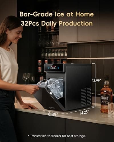 ecozy 2.4" Clear Ice Ball Maker Countertop with CrystalFlux Technology, Minimal Footprint Sphere Ice Maker with 8H Timer, 1 pcs in 40 Mins, 32 pcs/Day, Self-Cleaning for Home Bar Whiskey & Bourbon — view 6