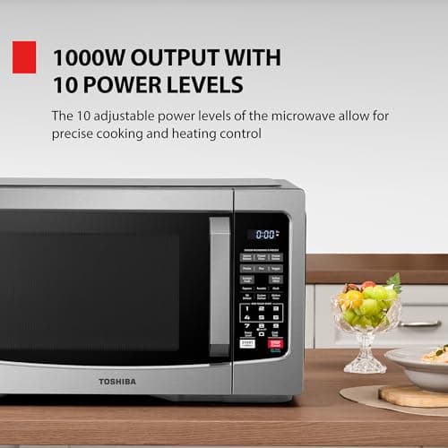 TOSHIBA EM131A5C-SS Countertop Microwave Ovens 1.2 Cu Ft with 12.4" Removable Turntable Smart Humidity Sensor, 12 Auto Menus Mute Function ECO Mode Easy Clean Interior, 1000W, Silver — view 5