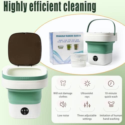 PXNTLA Mini Portable Foldable Washer - 16L Portable Washing Machine, Spin dryer, Small Folding Washing Machine 3 Cleaning Modes for Baby Clothes/Intimate Apparel, for Travel, Home — view 2
