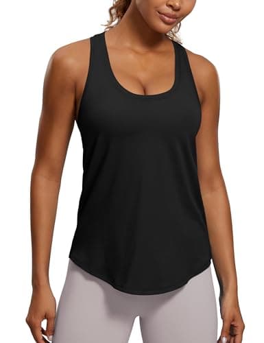 CRZ YOGA Pima Cotton Racerback Tank Top Black Small
