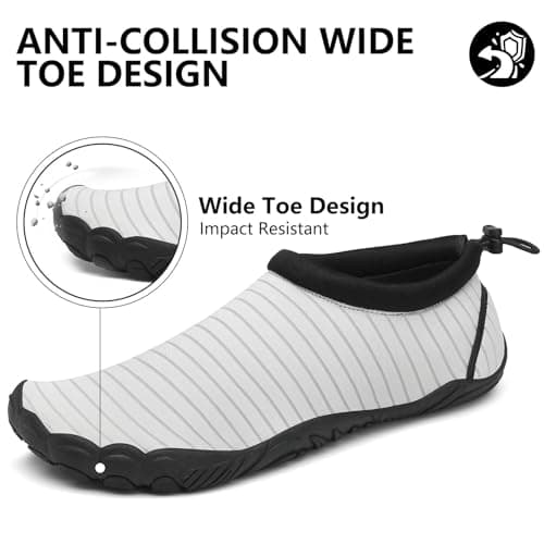 Mishansha Womens Mens Water Shoes Wide Toe Box Swim Beach Barefoot Shoes Quick Dry Non Slip Pale Grey 8.5 Women/6.5 Men