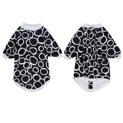 LovinPet Large Dog Flannel Coat, Warm Dog Winter Coat with Front Sleeves and Hook-and-Loop Closure, Cozy Full-Coverage Layer for Chilly Short-Hair Dogs, Freehand Black White Prints, XL — view 7