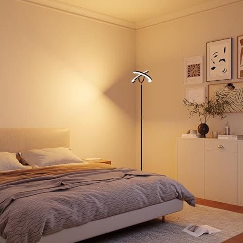 SIBRILLE 30W LED Floor Lamp, 350° Rotating Reading Standing Lamp with Remote Control, Stepless Dimmable 3000K-6500K Modern Tall Lamp for Living Room Bedroom Office — view 2